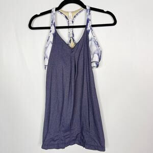Lululemon Womens Size 8 Tie Dye No Limits Built In Tank Top Blue Purple V Neck